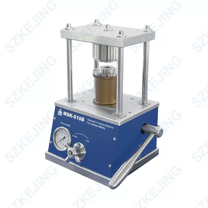 MSK-510B-02 Hydraulic Crimping Machine for Cylindrical Cases  (Optional: 32650, 26650, 21700, 18650, etc)-MSK-510B