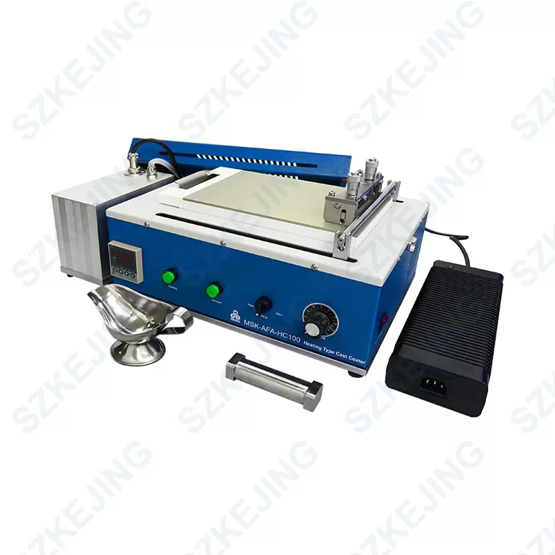 Mini Tape Casting Coater (190Lx90W mm) with Bottom Heated Vacuum Bed & Pump at 120ºC Max. - MSK-AFA-HC100